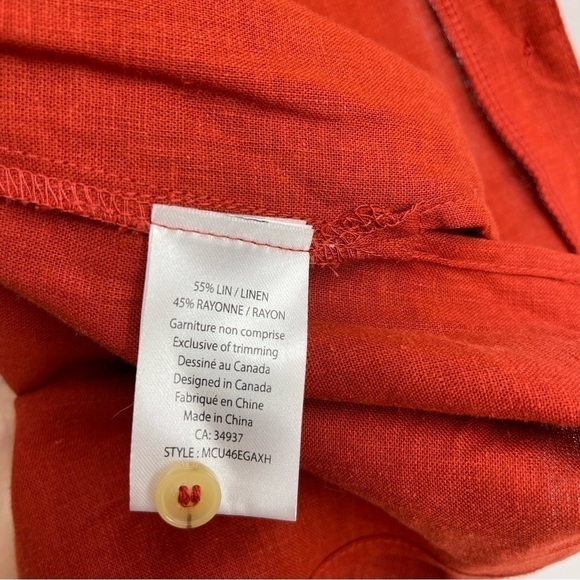 Max Cocos Linen long sleeves red shirt size S buttoned down women’s - Picture 10 of 13